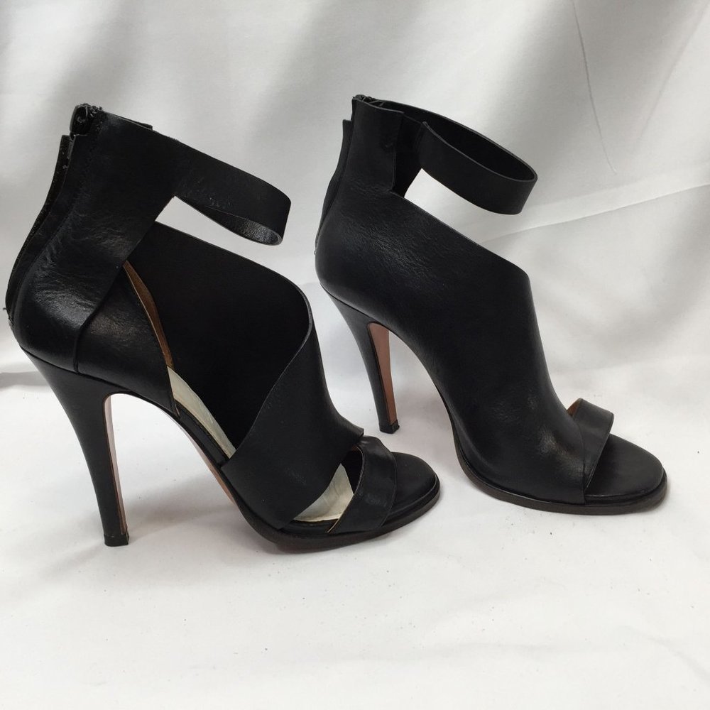 Mason Martin Margiela Stiletto Womens Heels 38.5 M Black Leather Peep-toe Shoes - Picture 7 of 11